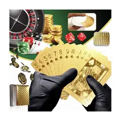 GENERICO - Baraja Cartas Doradas Y Plata Poker 100% Waterproof Set