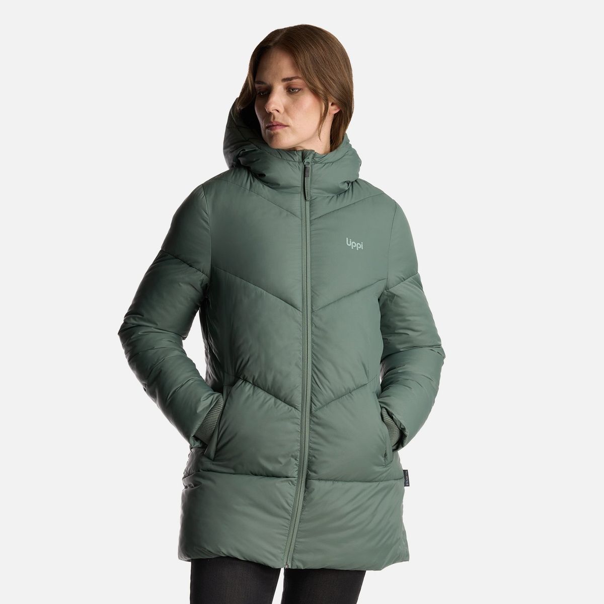 LIPPI - Chaqueta Mujer Long Line Steam Pro Hoody Jacket Verde Musgo Lippi