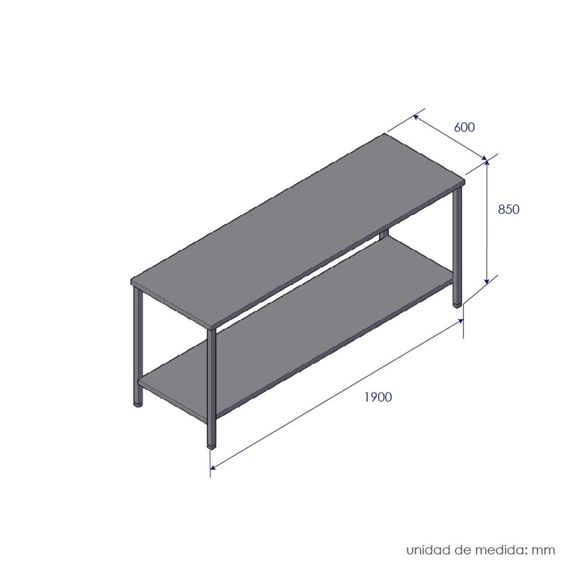 IMAHE - MESÓN DE TRABAJO CENTRAL MED. 190 x 60 x 85 cm IMAHE