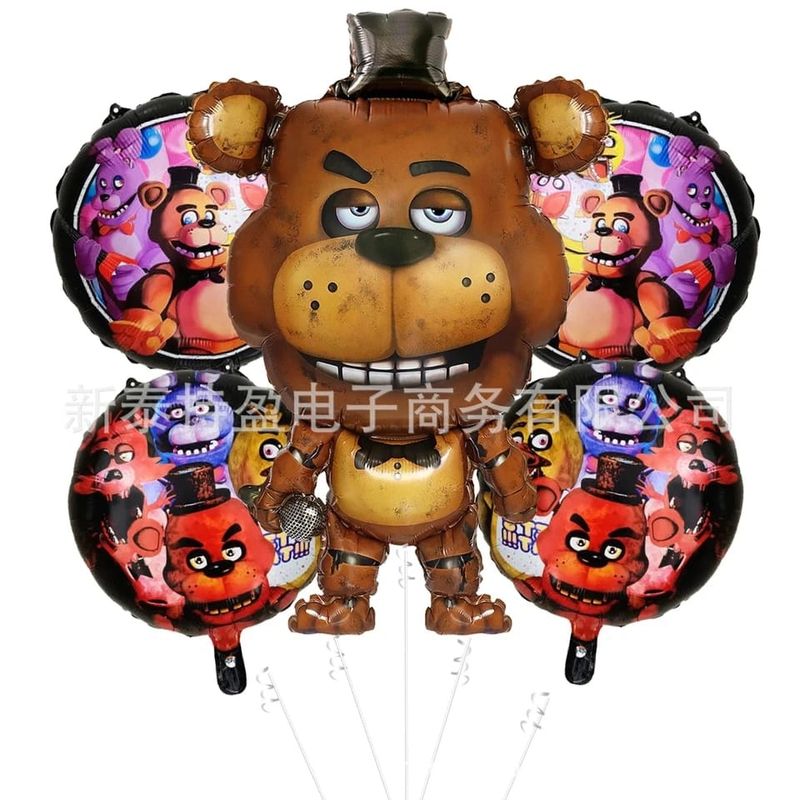 GENERICO - Set de Globos aluminio 5 piezas temática Fnaf