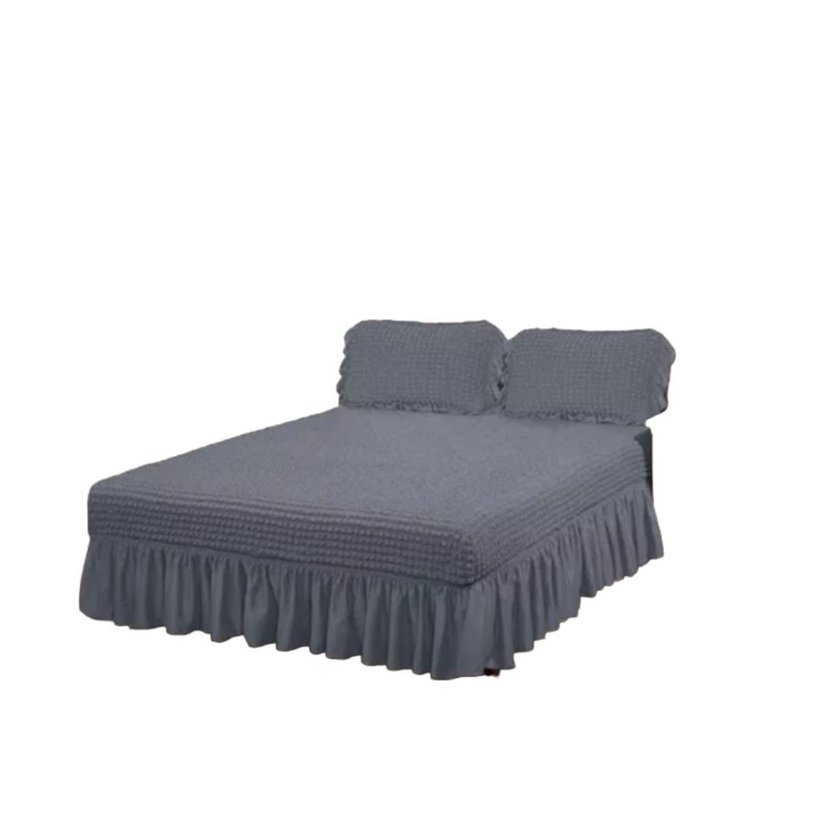 GENERICO - Faldón Turco Texturizado Para Cama 2 Plazas Acolchado Elasticado