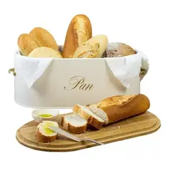 GENERICO - Panera Ovalada Metálica 33.5 X 17.5 X 13 Cm - Marfil