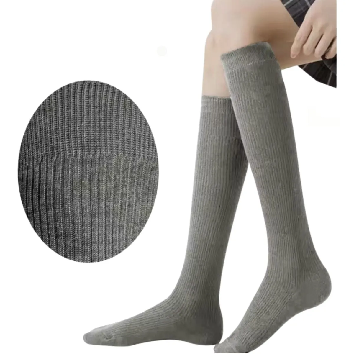 LOOK SHOP - Pack 3 Pares Calceta Escolar. Calceta Larga Colores. Gris