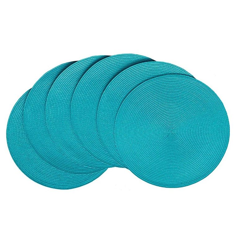 GENERICO - Set De 6 Individuales Redondos Trenzados 38 Cm Aqua