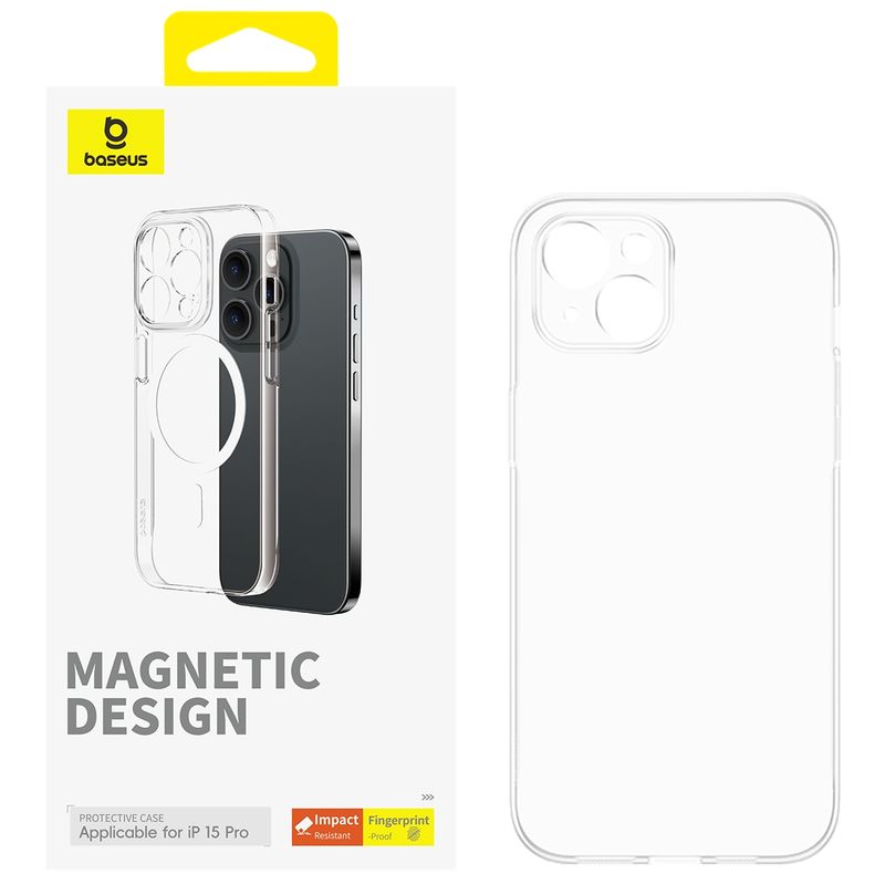 BASEUS - Carcasa Baseus Transparente Ultra Delgada MagSafe iPhone 15 Pro