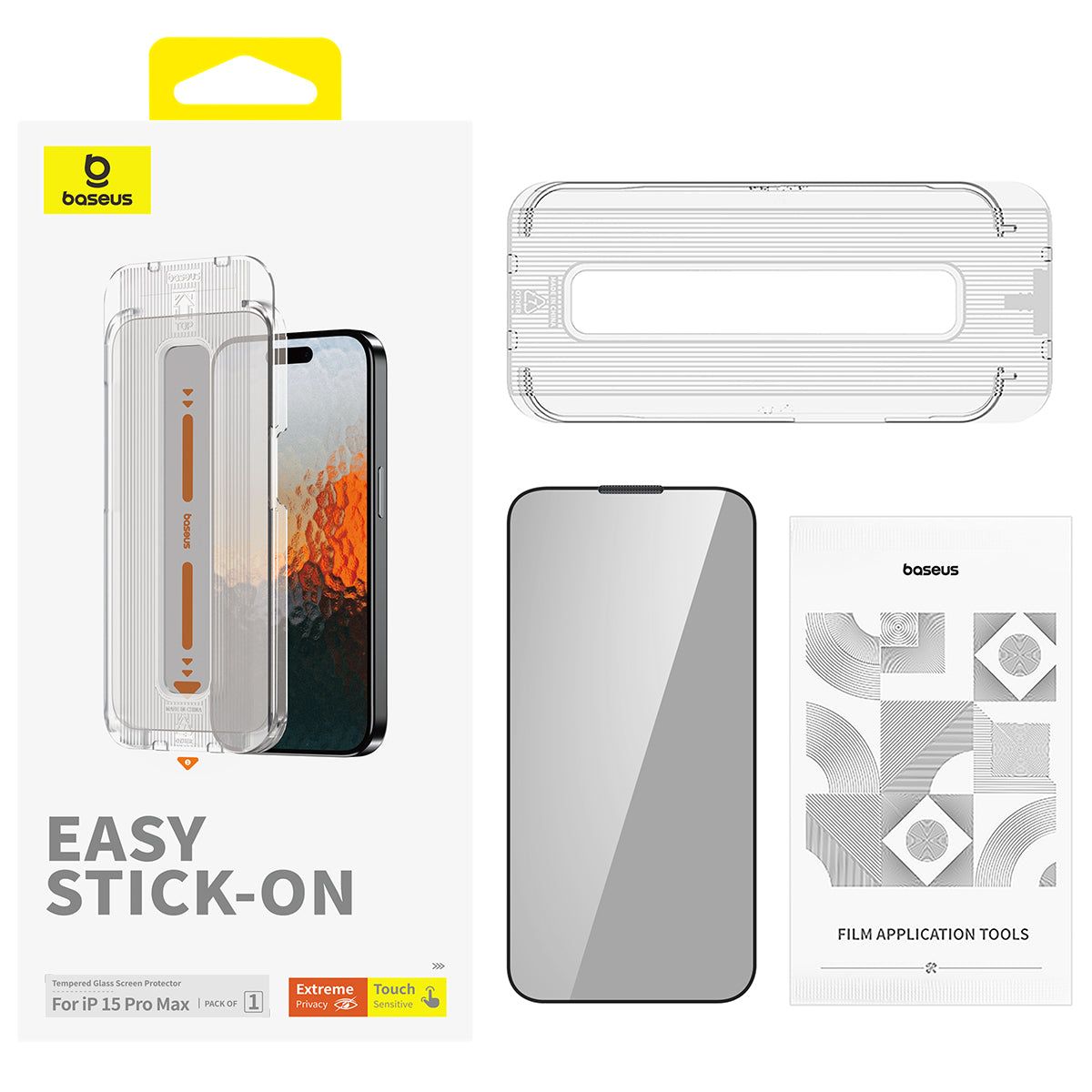 BASEUS - Lámina Protectora Baseus Anti Espía HD compatible con iPhone 15 Pro Max
