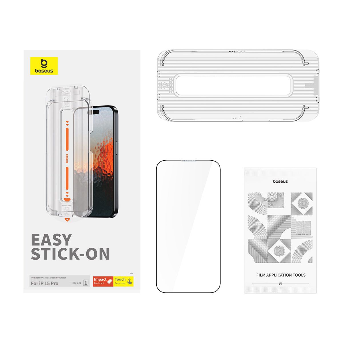 BASEUS - Lámina Protectora Baseus compatible con iPhone 15 Pro Vidrio Templado