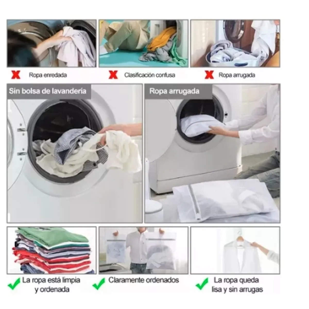 GENERICO - Set De 9 Blanco Malla Bolsa Para Lavar Ropa Lavadora