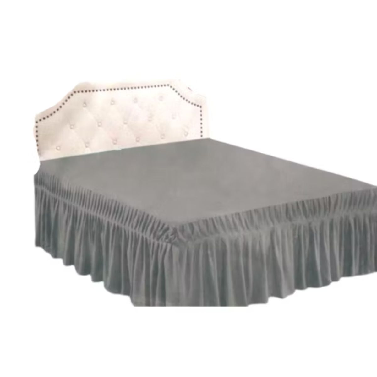 GENERICO - Faldon Para Cama 2.5 Plazas (king) Elasticado Gris