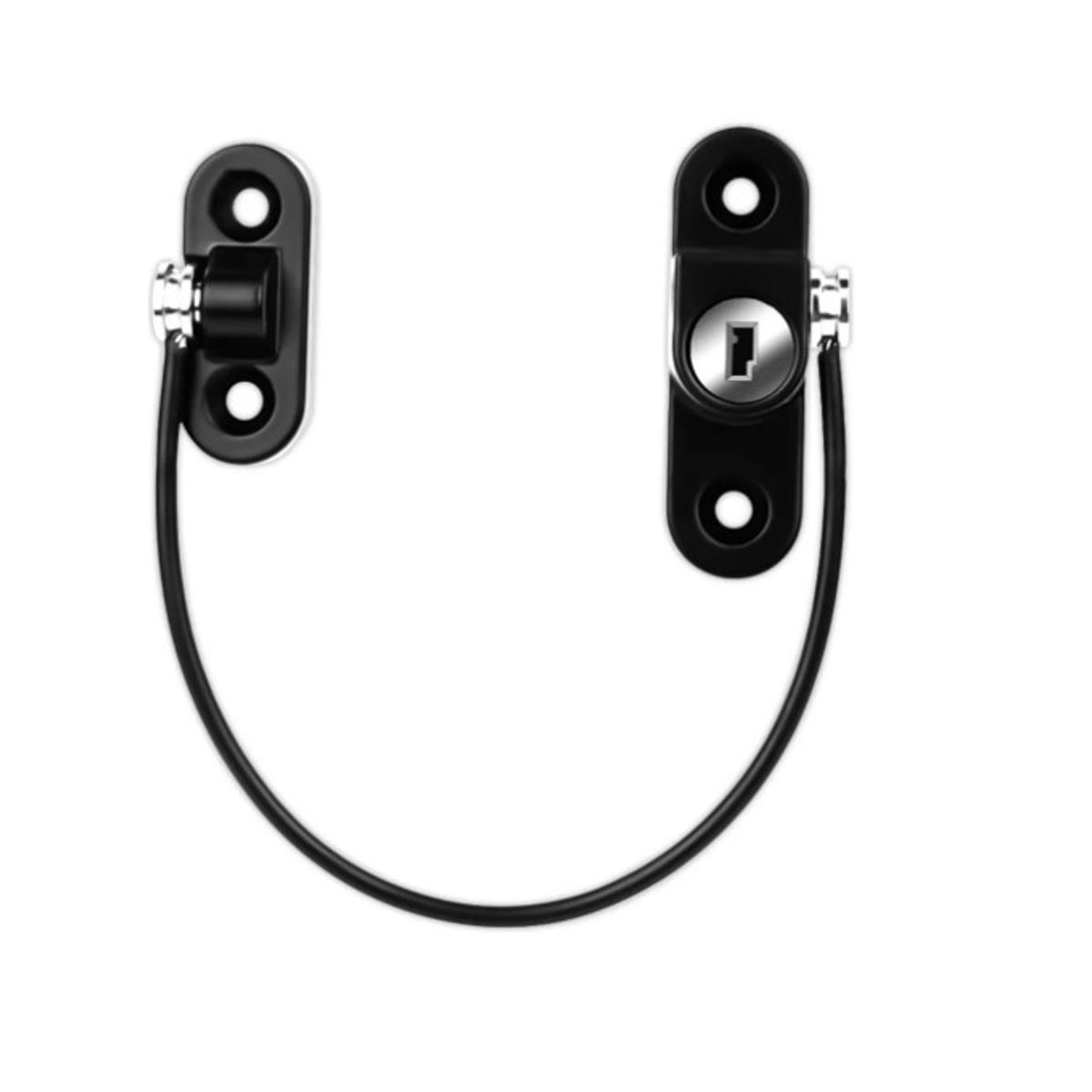 GENERICO - Seguro Ventana Niños Cable Acero Y Llave Ventana Puertas Negro