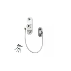 GENERICO - Seguro Ventana Niños Cable Acero Y Llave Ventana Puertas Blanco