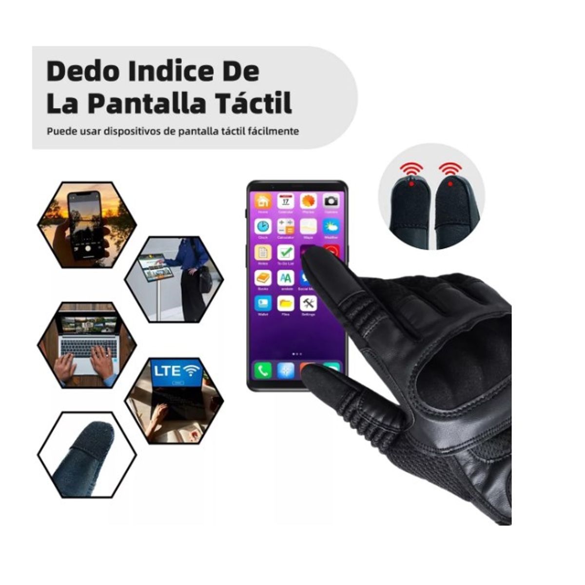 GENERICO - Guantes Cuero Para Moto Con Protecciónes De Pantalla Táctil