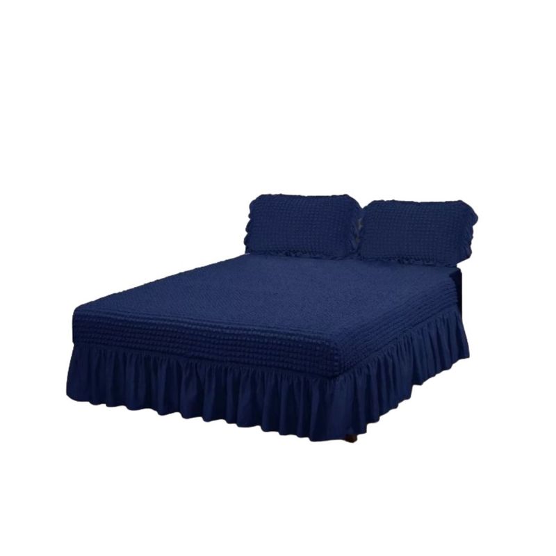 GENERICO - Faldón Turco Texturizado Para Cama 1.5 Plazas Acolchado Elasticada