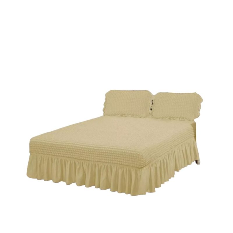 GENERICO - Faldón Turco Texturizado Para Cama 1.5 Plazas Acolchado Elasticada