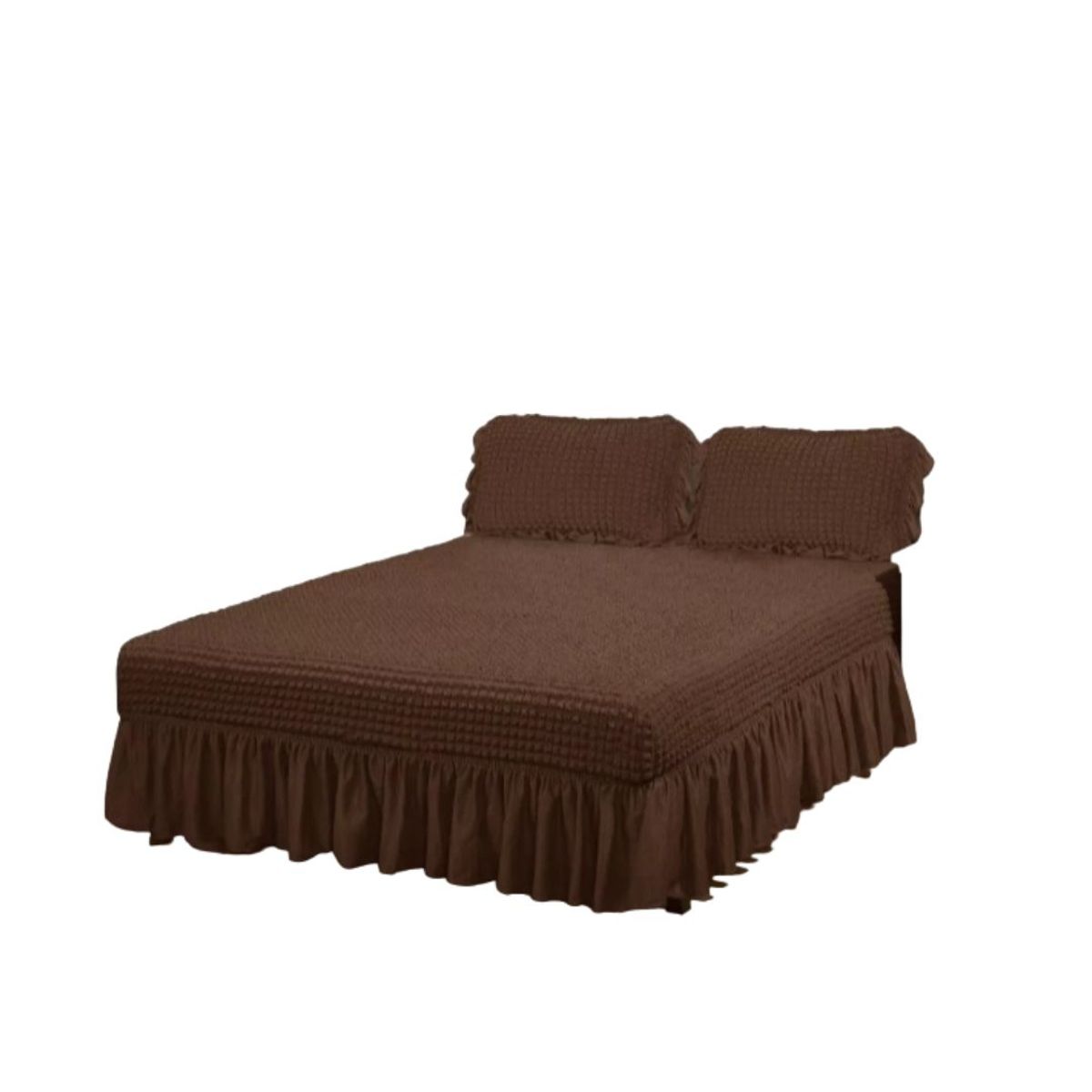 GENERICO - Faldón Turco Texturizado Para Cama 1.5 Plazas Acolchado Elasticada