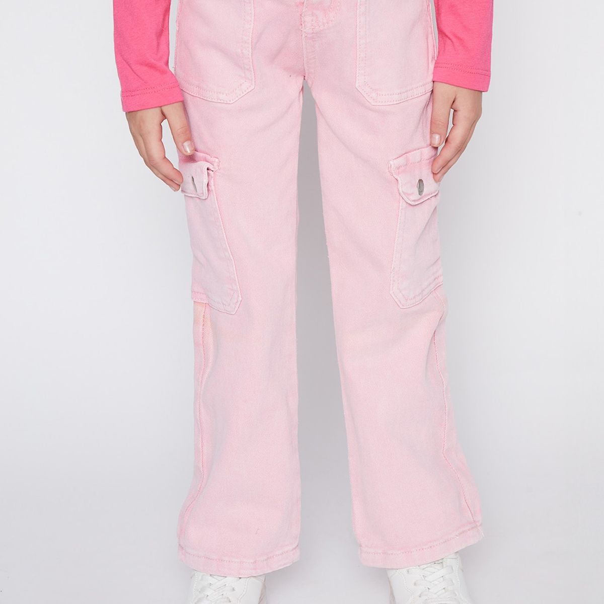 FAMILY SHOP - Jeans Niña Rosado Flare Cargo Family Shop