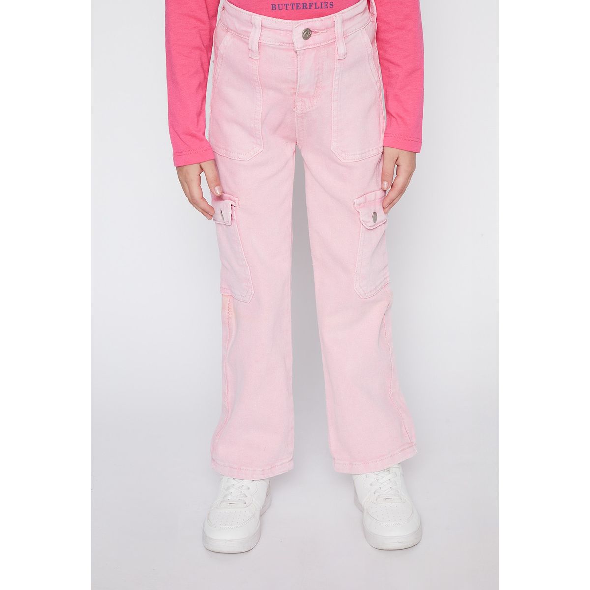 FAMILY SHOP - Jeans Niña Rosado Flare Cargo Family Shop