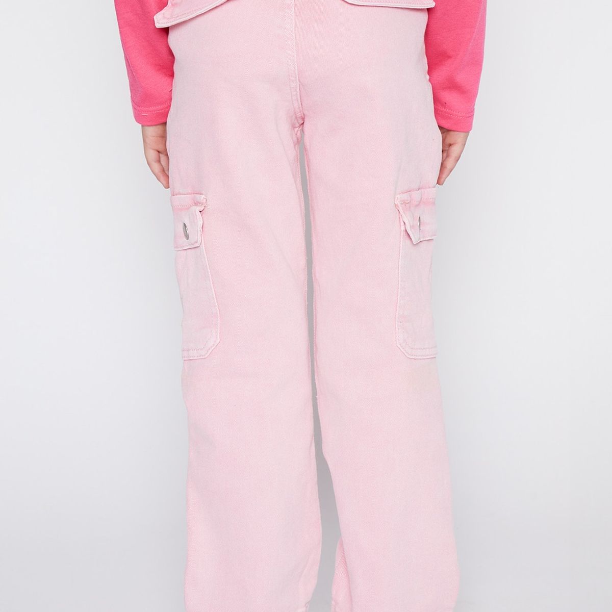 FAMILY SHOP - Jeans Niña Rosado Flare Cargo Family Shop