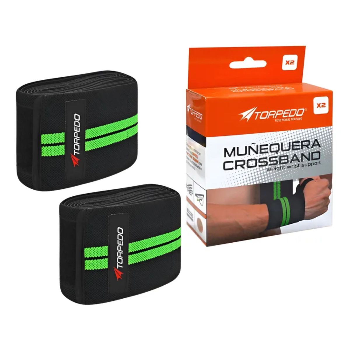 TORPEDO - Par Muñequera Deportiva Elástica Ajustable Crossfit Gym