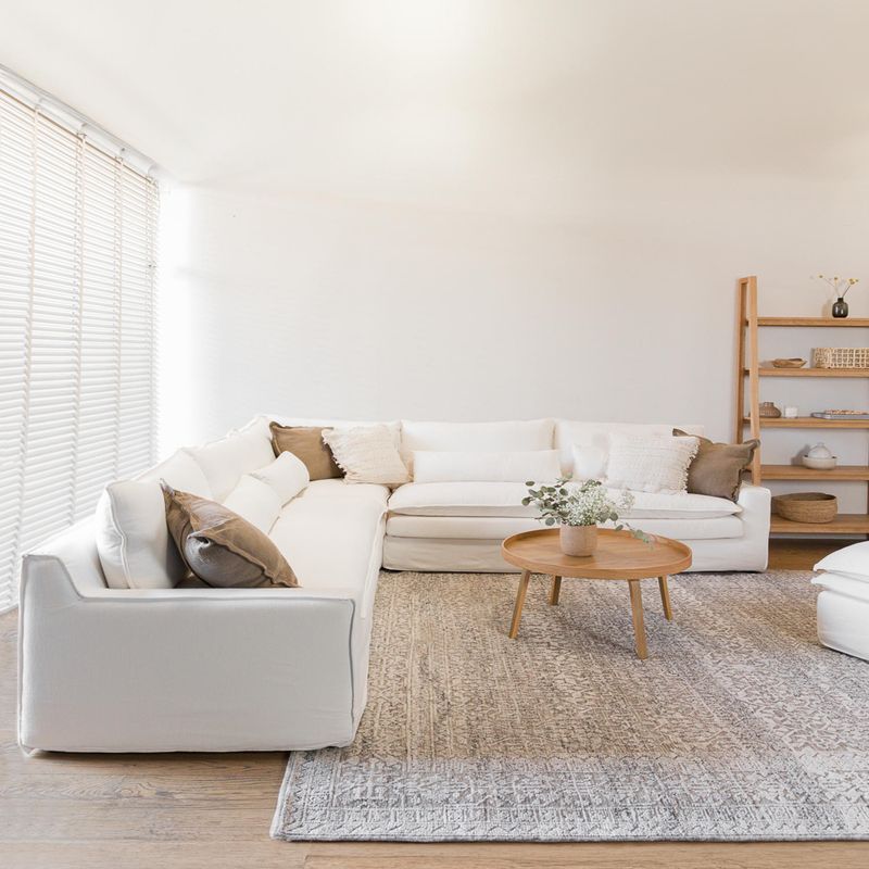 AMOBLE - Sofa seccional Angostura Lino Blanco V Amoblé