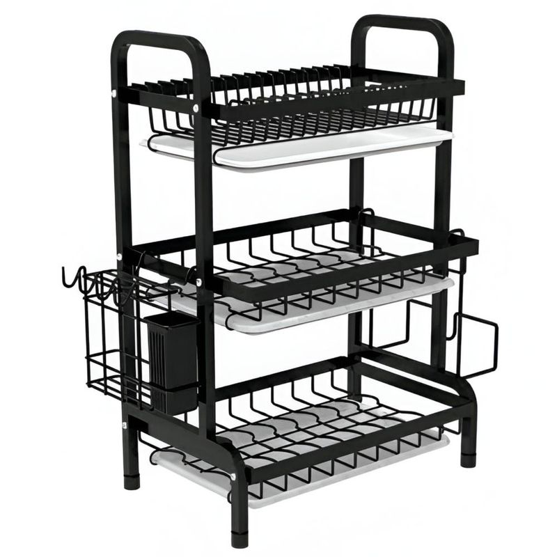 OEM - Escurridor de Loza Premium de 3 Niveles X X L BLACK - Negro