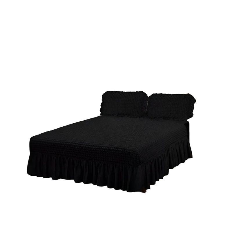 GENERICO - Faldón Turco Texturizado Para Cama 1.5 Plazas Acolchado Elasticada