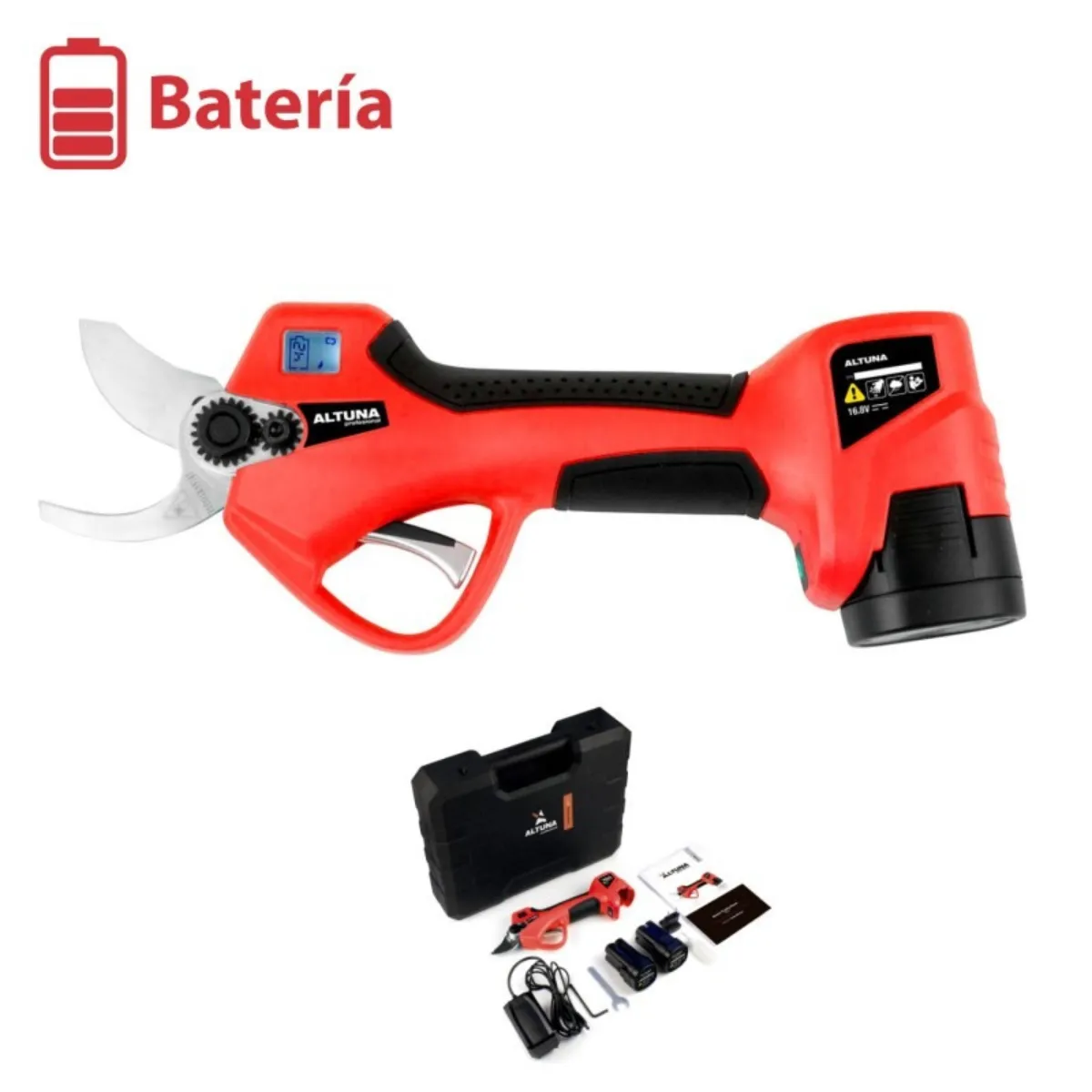 GENERICO - Tijera para podar eléctrica 32 mm + 2 Baterías Altuna