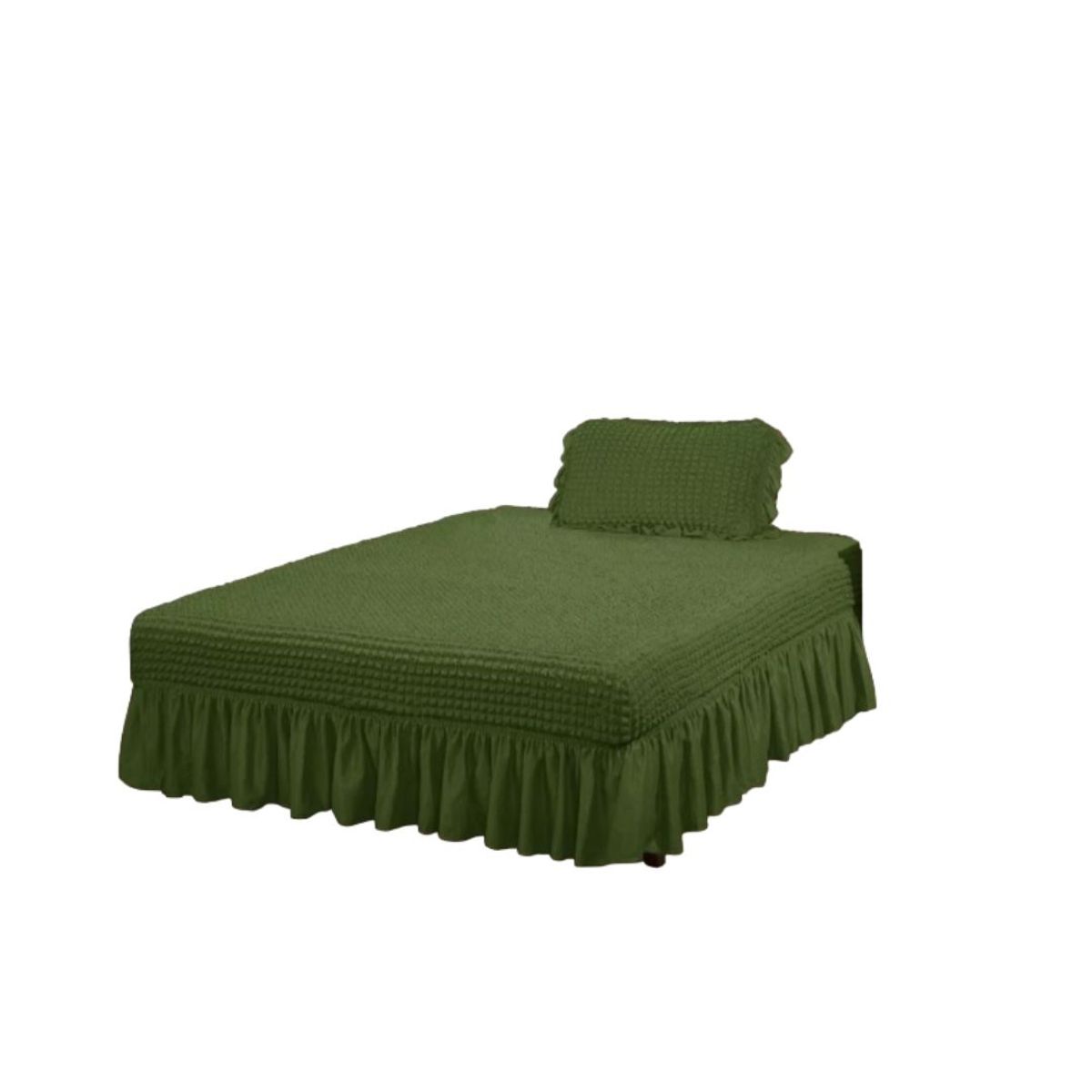 GENERICO - Faldón Turco Texturizado Para Cama 1.5 Plazas Acolchado Elasticada