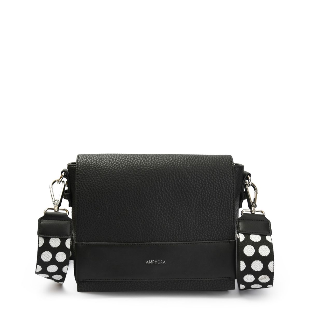 AMPHORA - Cartera bandolera mediana lunna negro