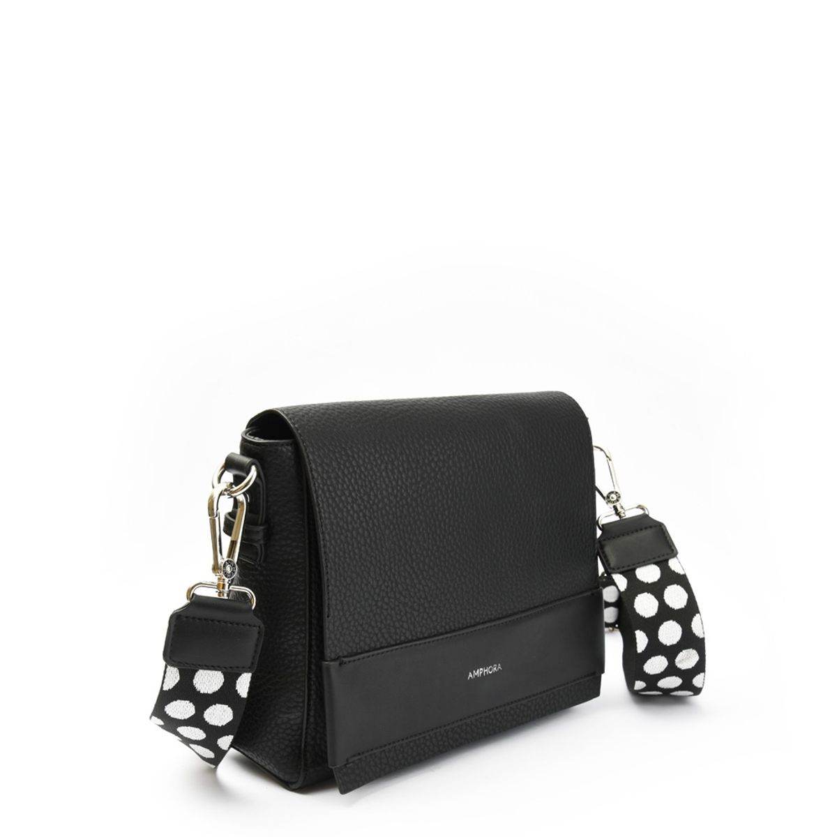AMPHORA - Cartera bandolera mediana lunna negro