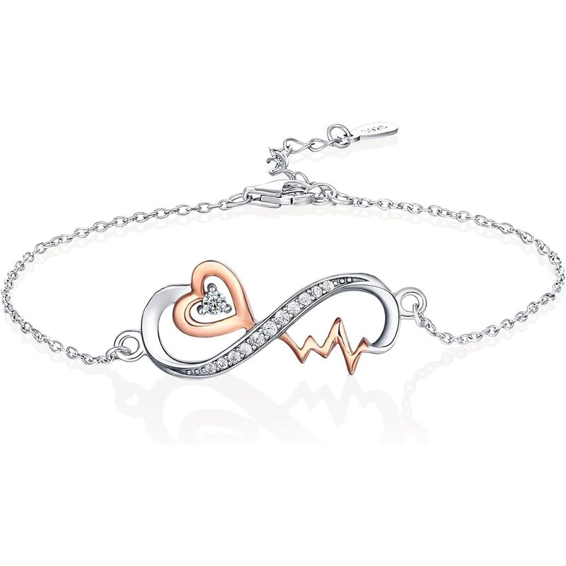 GENERICO - Pulsera infinito plata 925 baño oro rosa