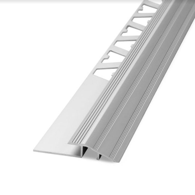VERONA - Perfil RAMP  Aluminio Cromo Mate para Piso Vinilico