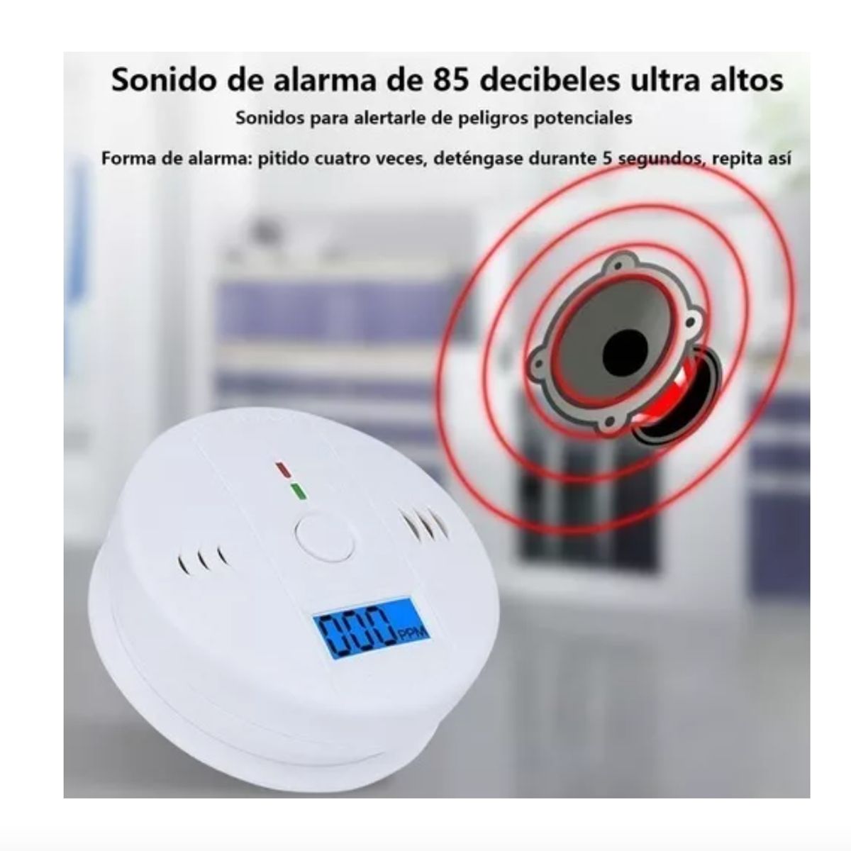 GENERICO - Detector De Gas Natural Humo Y Monoxido De Carbono Alarma