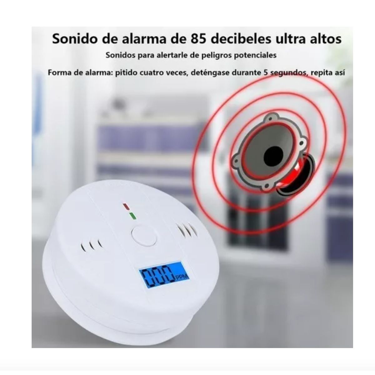 GENERICO - Detector De Gas Natural Humo Y Monoxido De Carbono Alarma