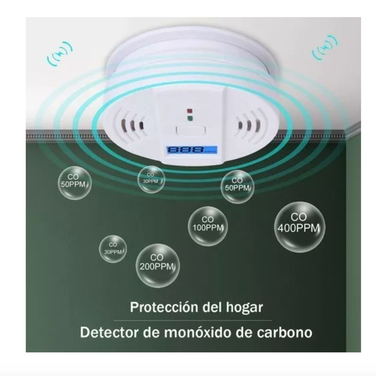 GENERICO - Detector De Gas Natural Humo Y Monoxido De Carbono Alarma