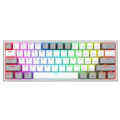REDRAGON - Teclado Fizz Pro K616 Blanco y Gris RGB Wired Wireless Sw Red Blanco y Gris