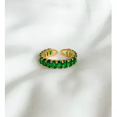 EL BAZAR DE ELLA - Anillo baño de oro 18 quilates con incrustaciones de circones