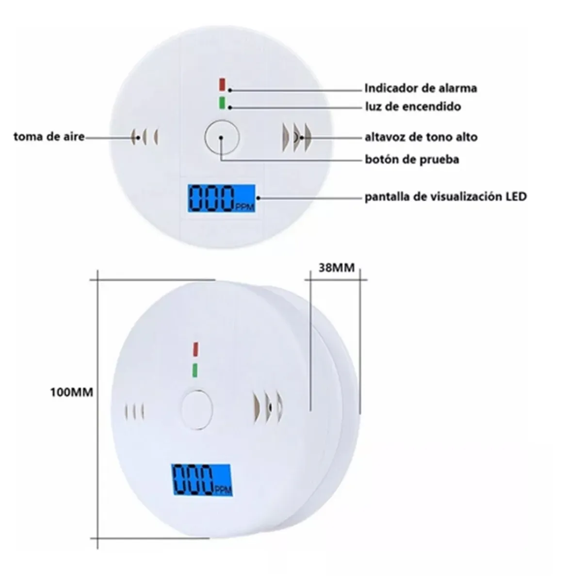 GENERICO - 3pcs Alarma Detector De Gas Y Humo Monoxido De Carbono
