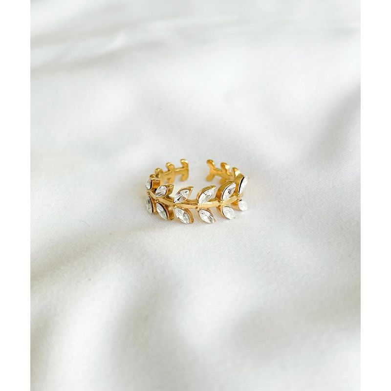 EL BAZAR DE ELLA - Anillo baño de oro 18 quilates con circones verdes o blancos