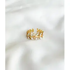 EL BAZAR DE ELLA - Anillo baño de oro 18 quilates con circones verdes o blancos