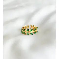 EL BAZAR DE ELLA - Anillo baño de oro 18 quilates con circones verdes o blancos