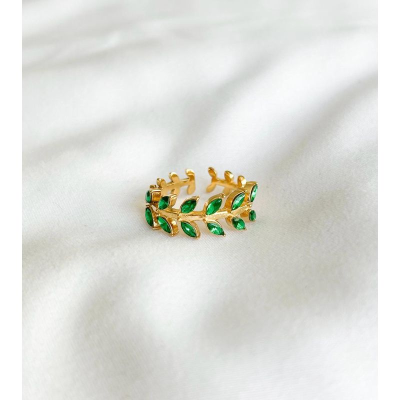 EL BAZAR DE ELLA - Anillo baño de oro 18 quilates con circones verdes o blancos
