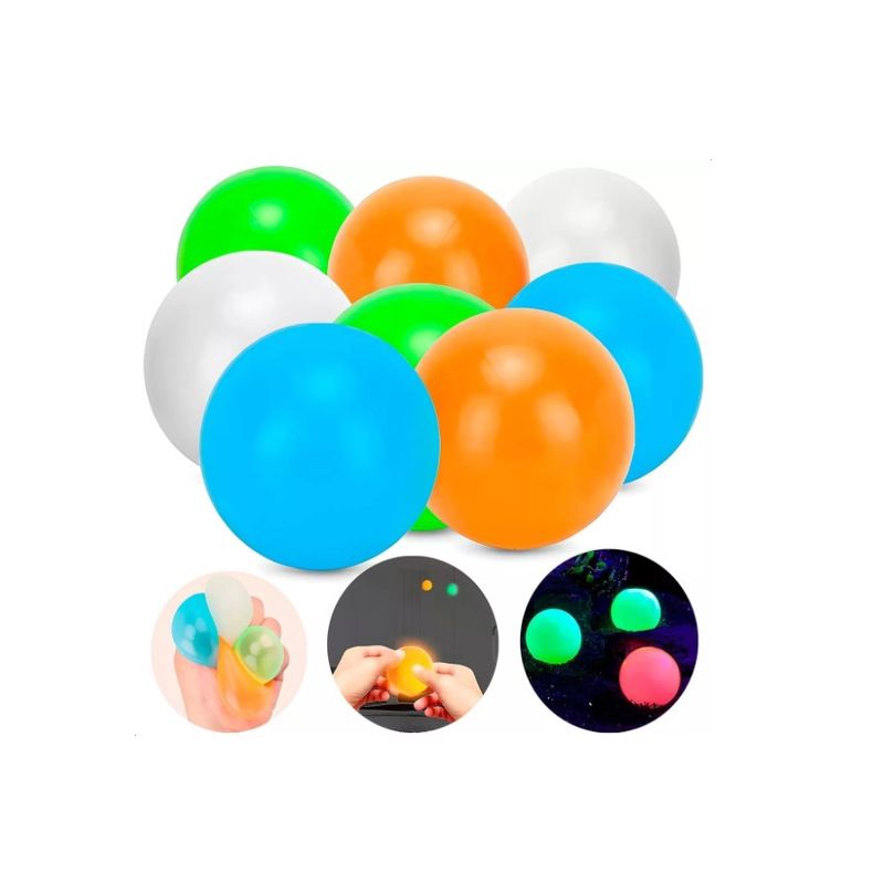 GENERICO - Pelotas Pegajosas Fluorescentes Juguete Niño 12 Pack
