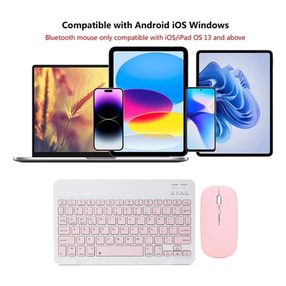 GENERICO - Kit Teclado Inalámbrico Recargable Y Mouse Bluetooth Color Rosado