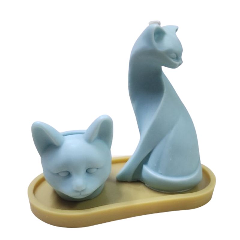 SCENTS CHILE - SET EGIPTO, CELESTE. 1 VELA GATO 200GM+ 1 DECO GATO 125GM+ BASE 25GM