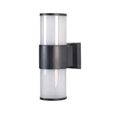 WANT - Apliqué LED Cilíndrico Doble Porta E-27 Negro Incluye Ampolleta Cálida