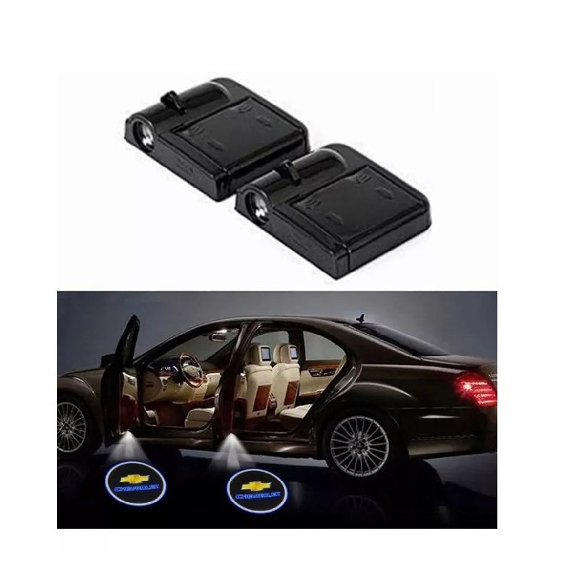 GENERICO - 2 Luz De Cortesia O Proyector Led Logo Para Puerta Chevrolet