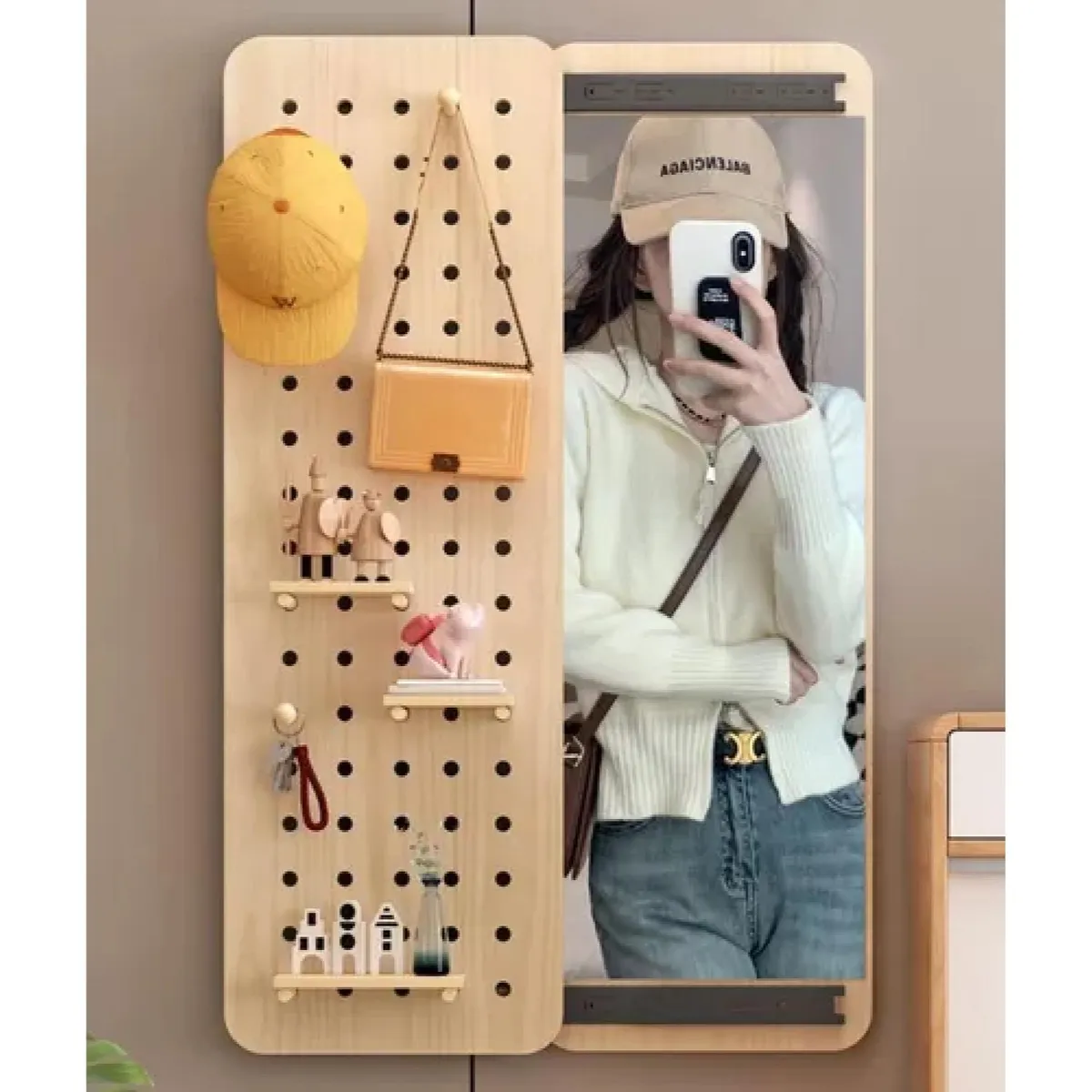 HOMER DESIGN - Espejo Decorativo con Panel Organizador