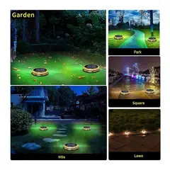 GENERICO - Pack 2 Lampara Disco Solar Impermeable Estaca Jardin Luz Calida