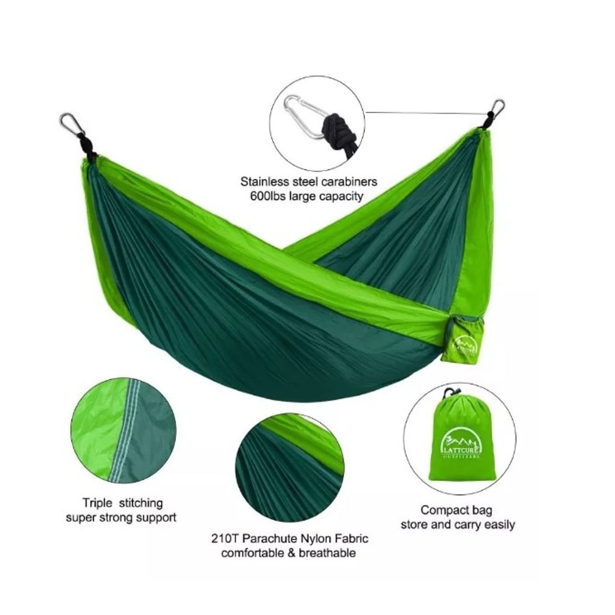 GENERICO - Hamaca Portátil Camping Mosquitero Trekking Hasta 300 Kg